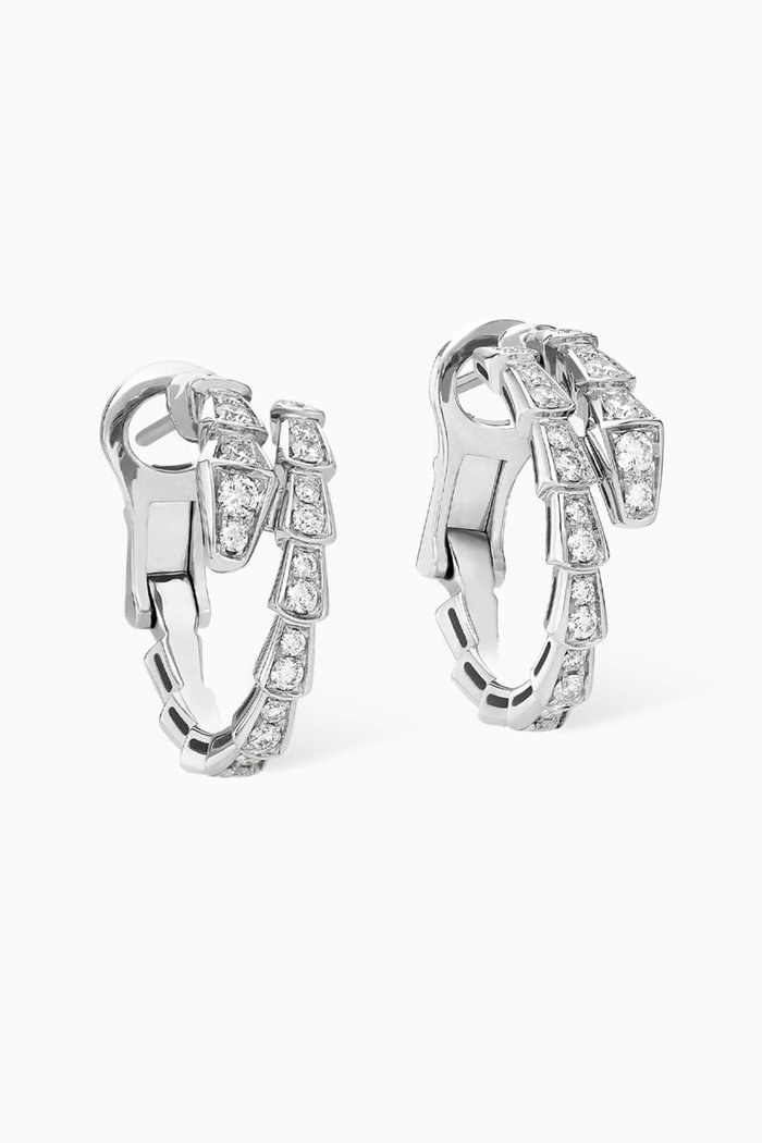

Serpenti Viper Diamond Earrings in 18kt White Gold, Silver