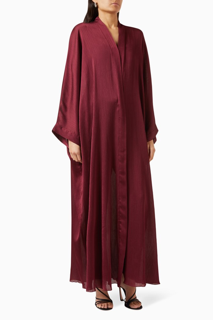 

Bisht Long-sleeve Abaya, Burgundy