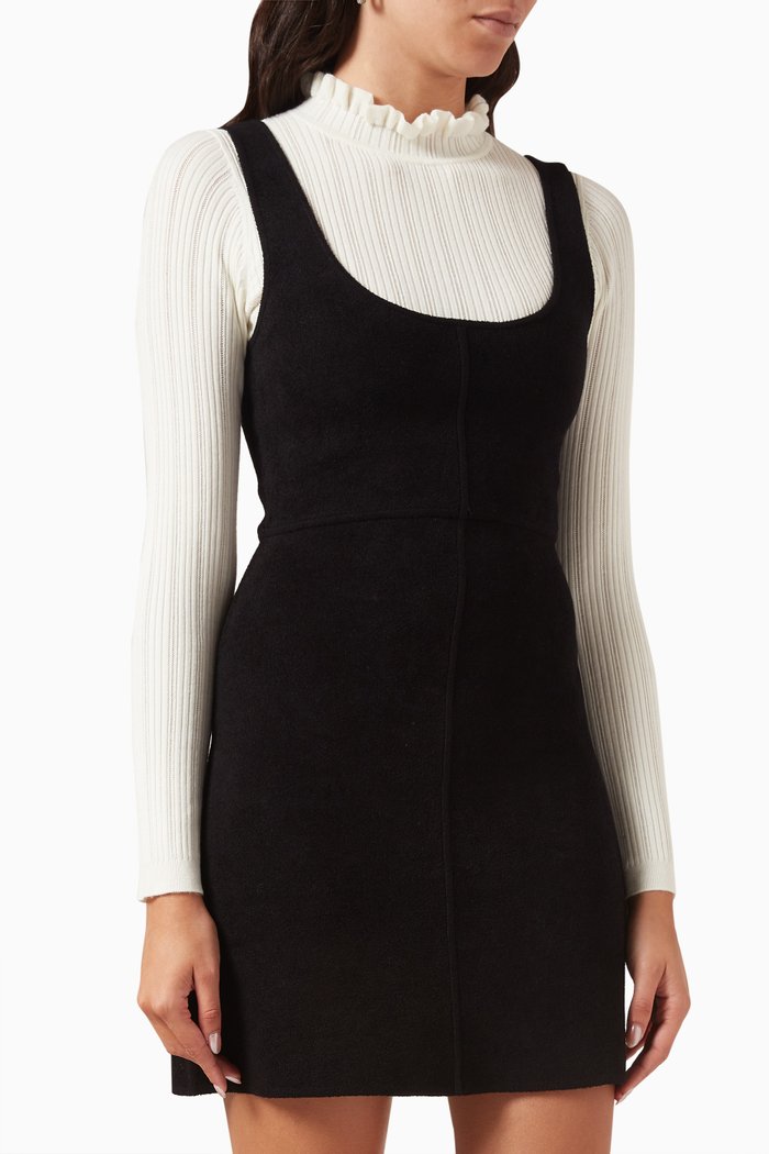 

Layered Mini Dress in Wool-blend, Black
