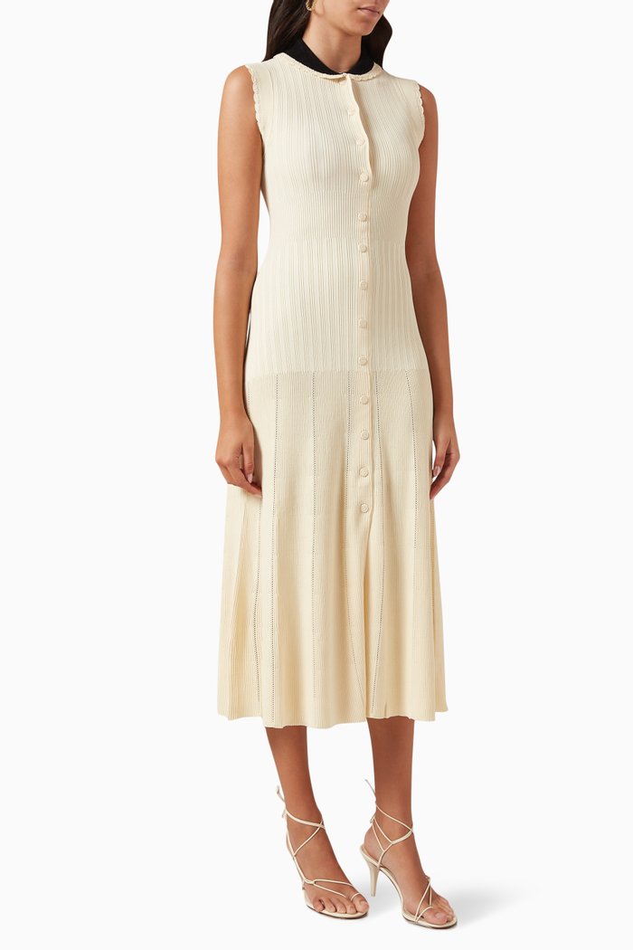 

Collared Midi Dress in Viscose-jersey, Neutral