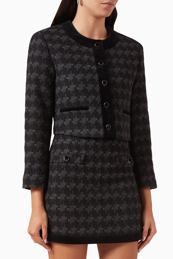 

Textured Jacket in Cotton-blend, Black