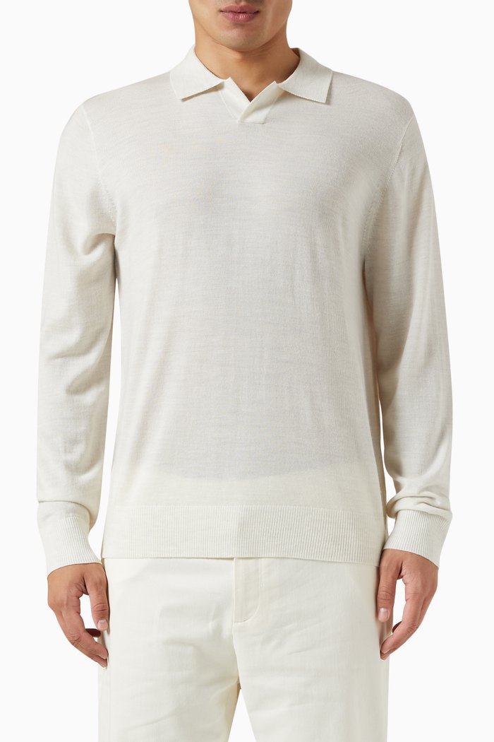 

Johnny Collar Shirt in Merino Wool, Neutral