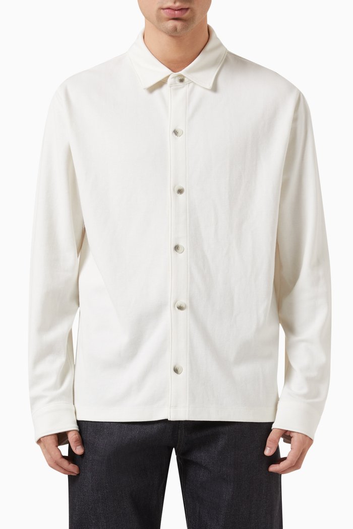 

Button-front Shirt in Twill-knit, Neutral