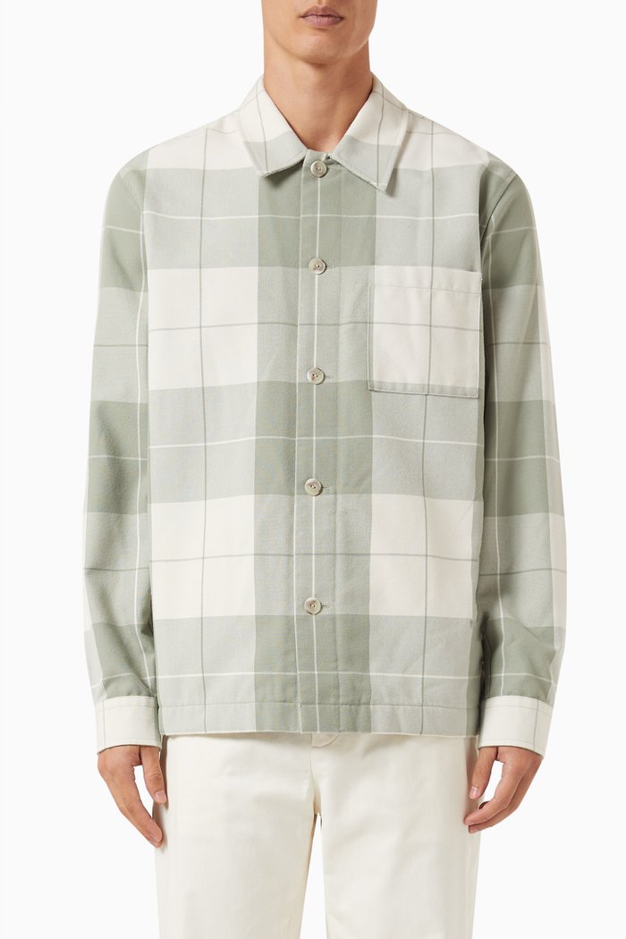 

Stone Plaid Overshirt in Viscose-blend, Green