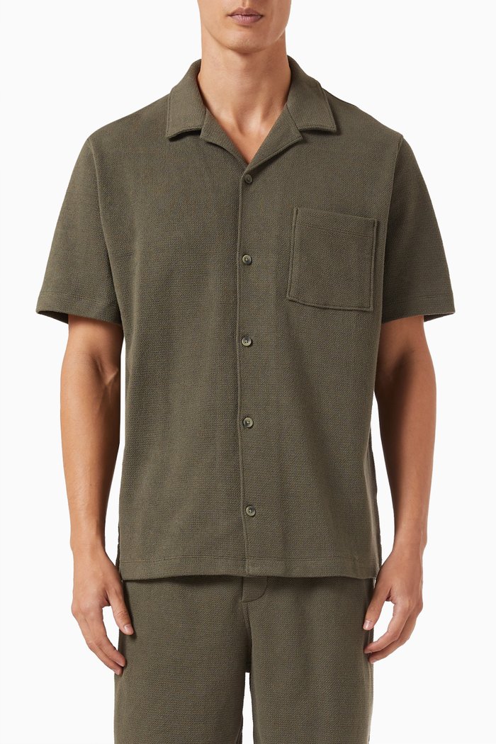 

Button-Front Shirt in Bouclé, Green