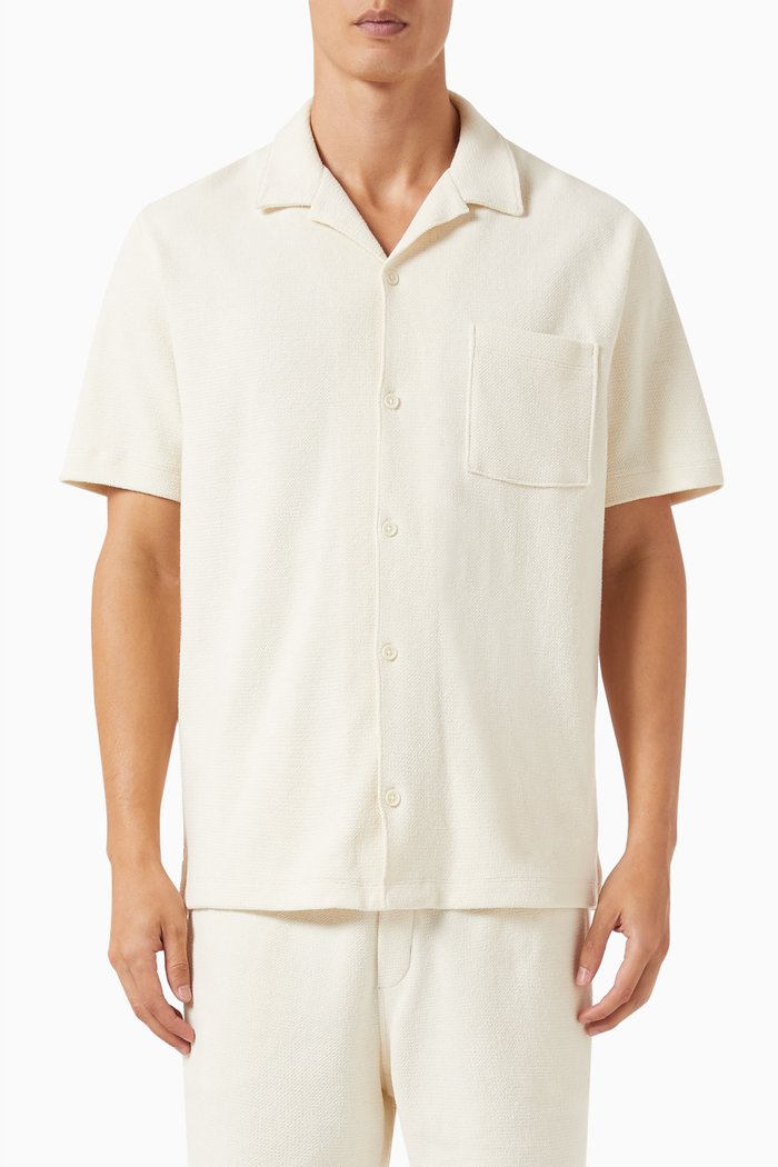 

Button-Front Shirt in Bouclé, Neutral