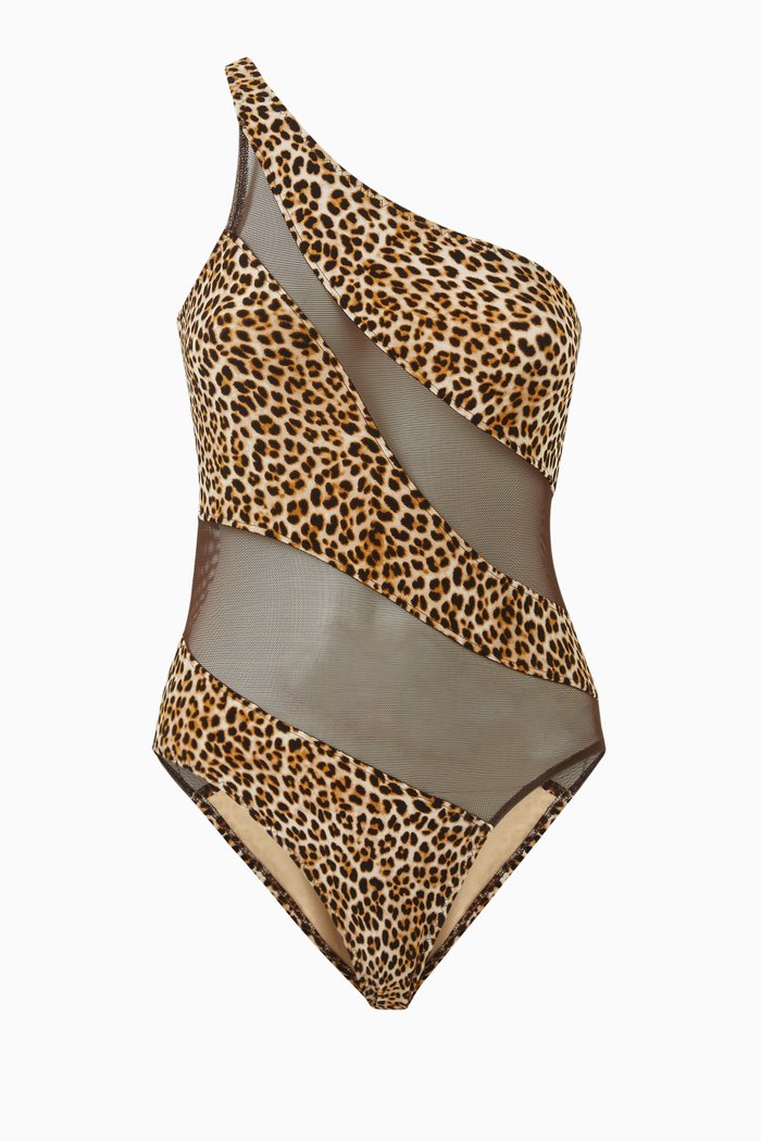 

Snake Mio One-piece Swimsuit in Mesh & Poly Lycra, Brown