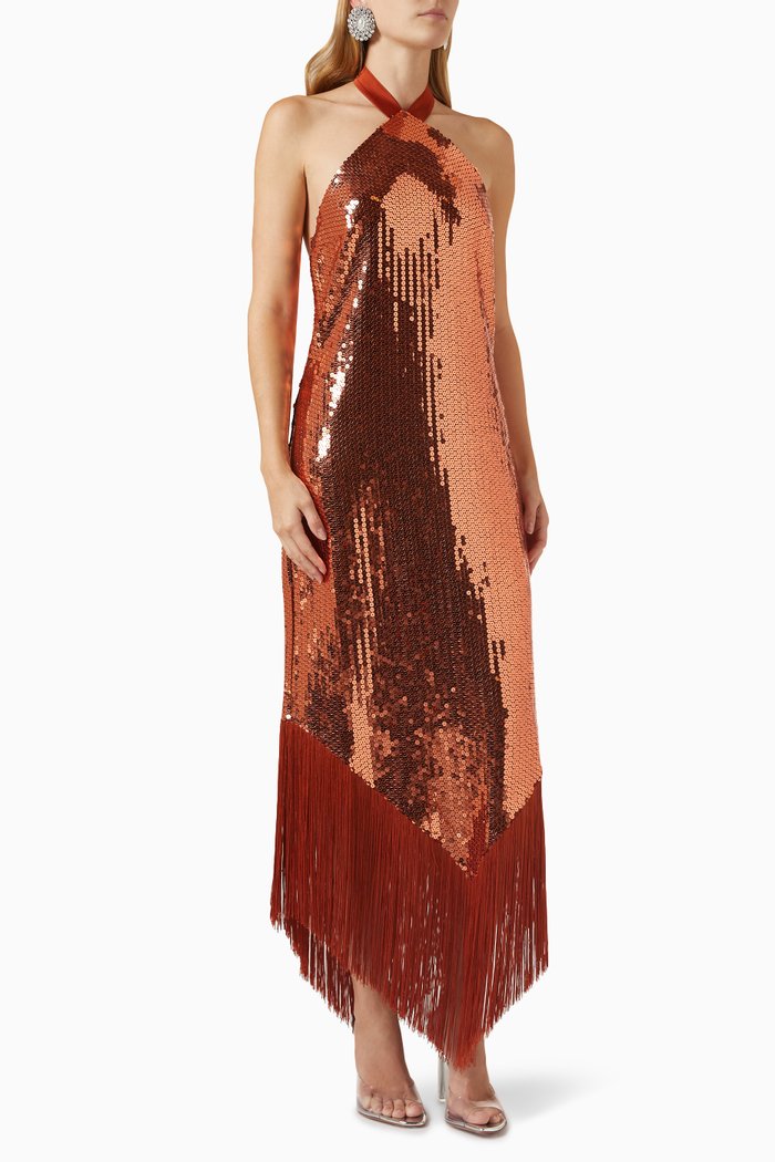 

Nina Halterneck Disco Dress, Brown
