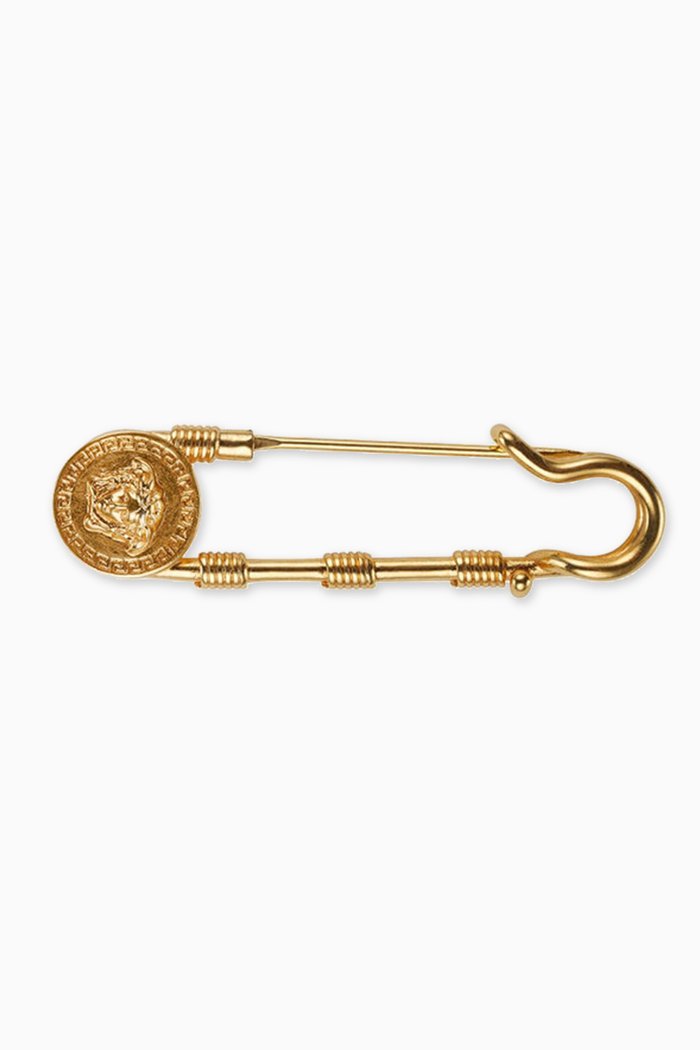Safety Pin Brooch in Metal, Gold