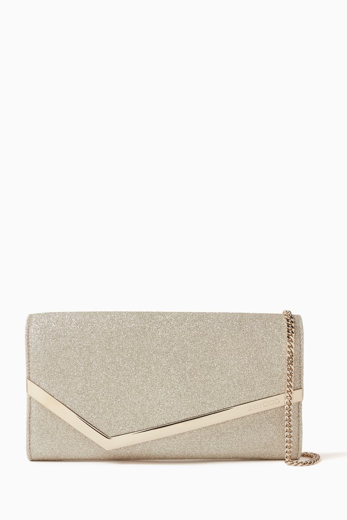 

Emmie Clutch Bag in Glittered Fabric, Silver
