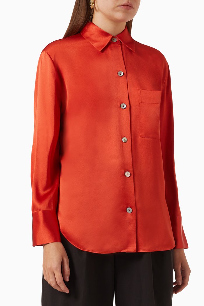 Relaxed-fit Blouse in Silk, Orange