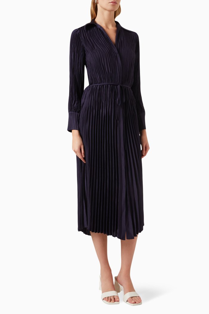 

Pintuck-pleated Midi Dress in Satin, Blue
