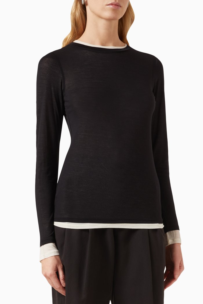 

Double-layered T-shirt in Lyocell-jersey, Black