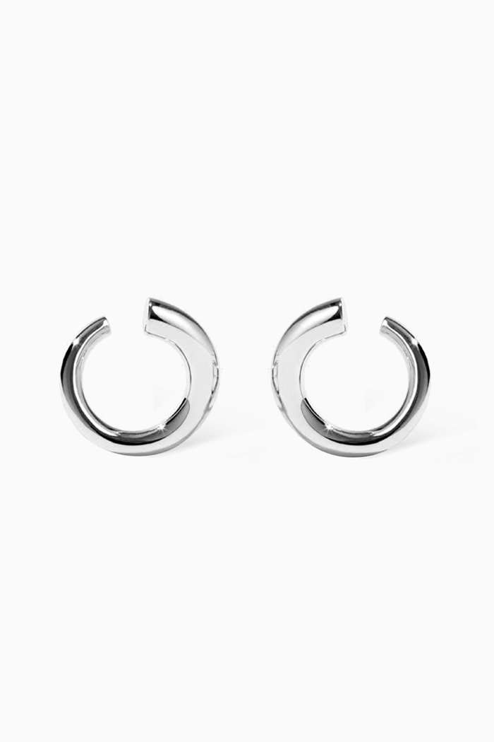 

Medium Wave Hoop Earrings in Sterling Silver