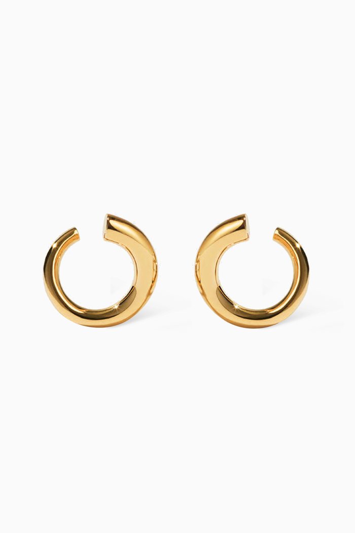 

Medium Wave Hoop Earrings in 23kt Gold Plating, Yellow