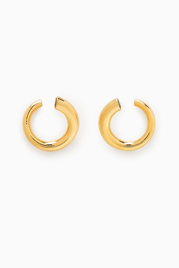 

Medium Wave Hoop Earrings in 23kt Gold-plated Sterling Silver, Yellow