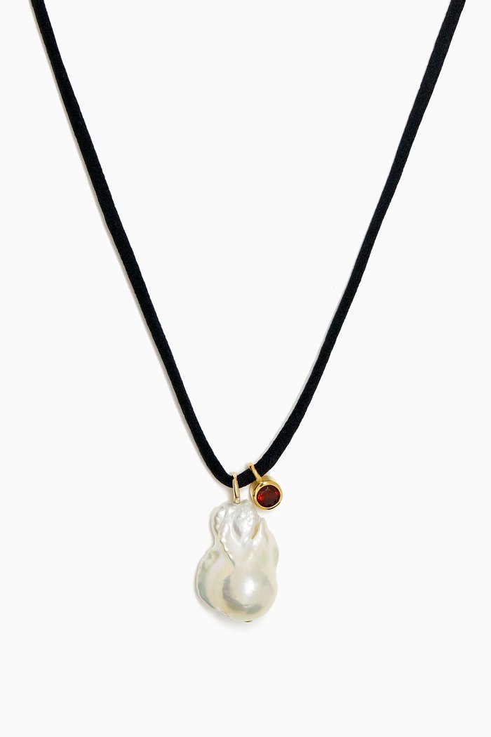 

Cosmo Pearl & Peridot Necklace in Gold Plate Mix, Yellow
