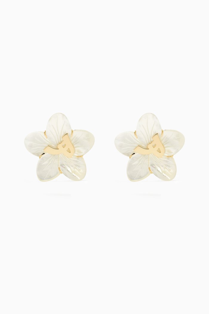

'H' Letter Mother-of-Pearl Earrings in 18kt Gold, Yellow