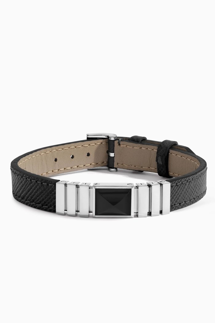 

Unii Jade Bracelet in Titanium & Leather, Black