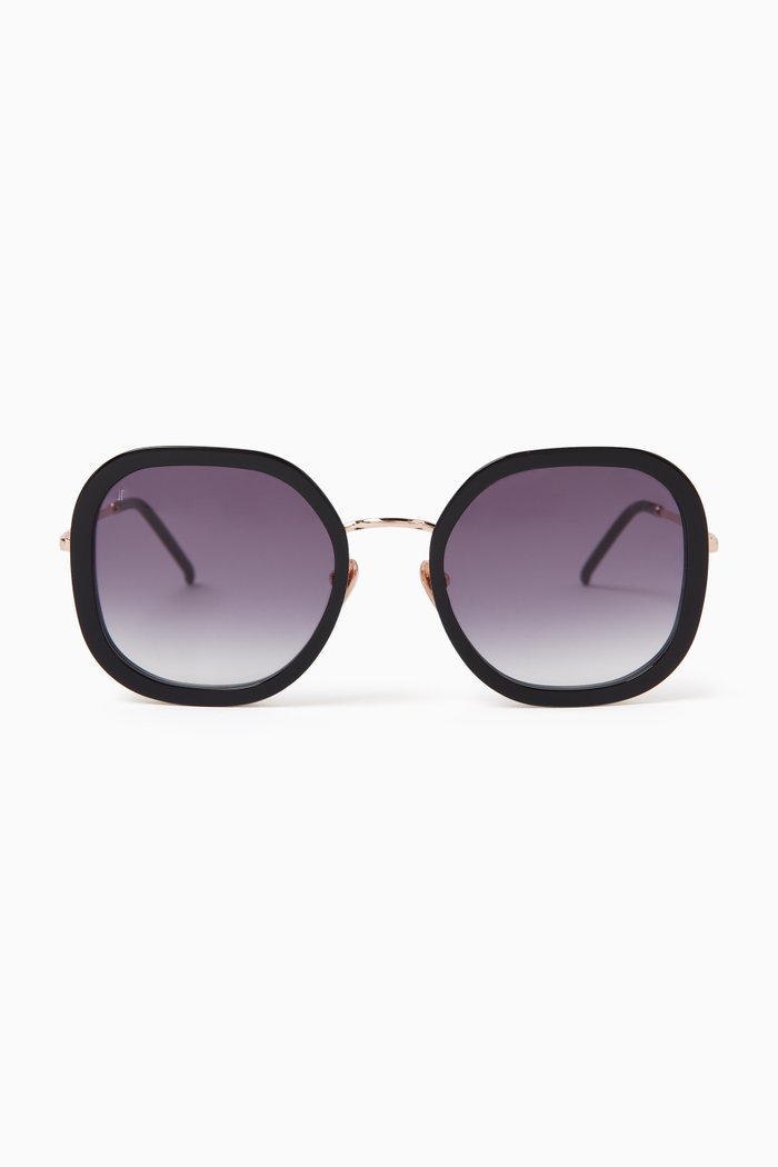 Blossom Oversized Sunglasses in Metal, Black