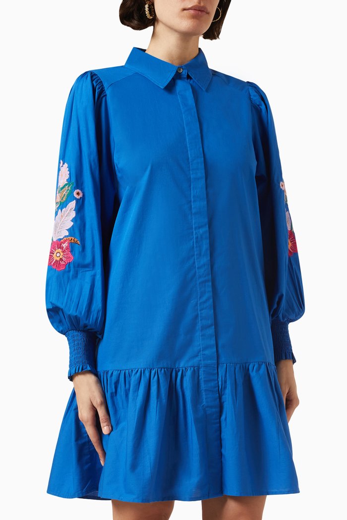 

Yasolympa Shirt Dress in Cotton, Blue