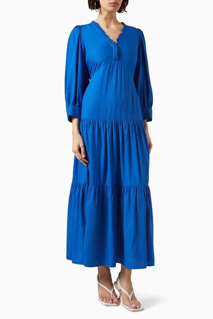 

Yasdalila Tiered Dress in Viscose, Blue