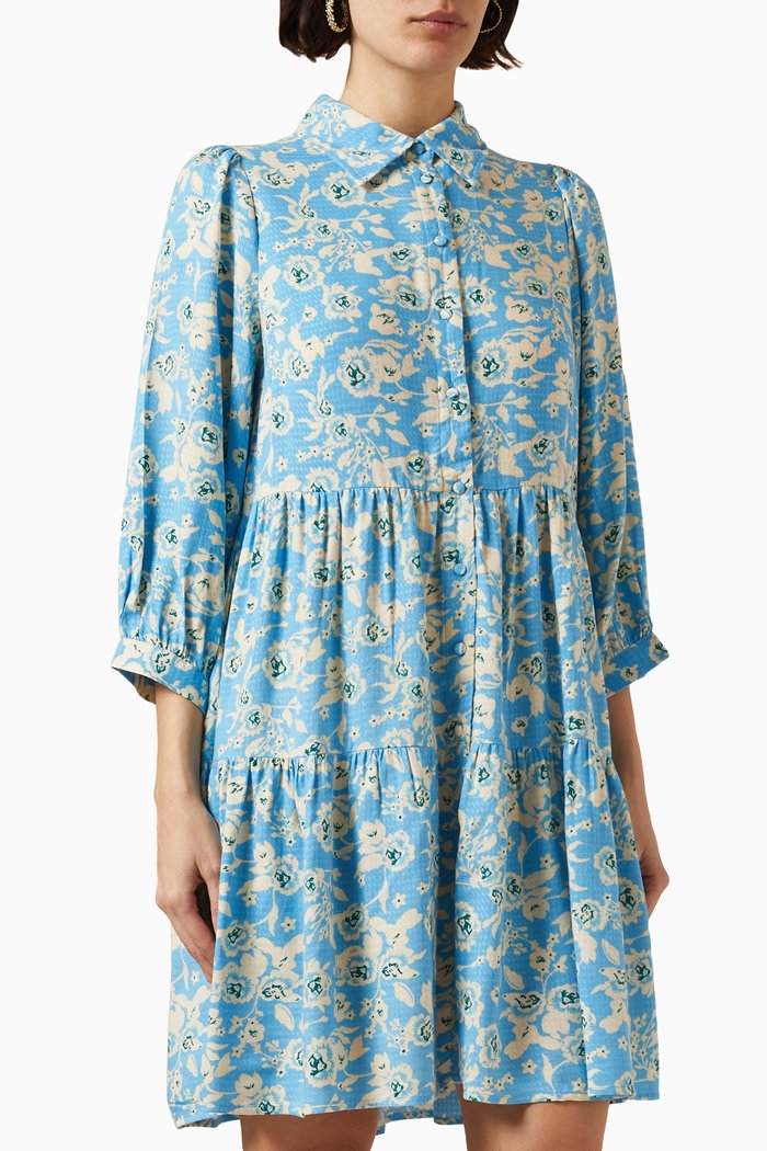 

Yasbimla Shirt Dress in Viscose, Blue