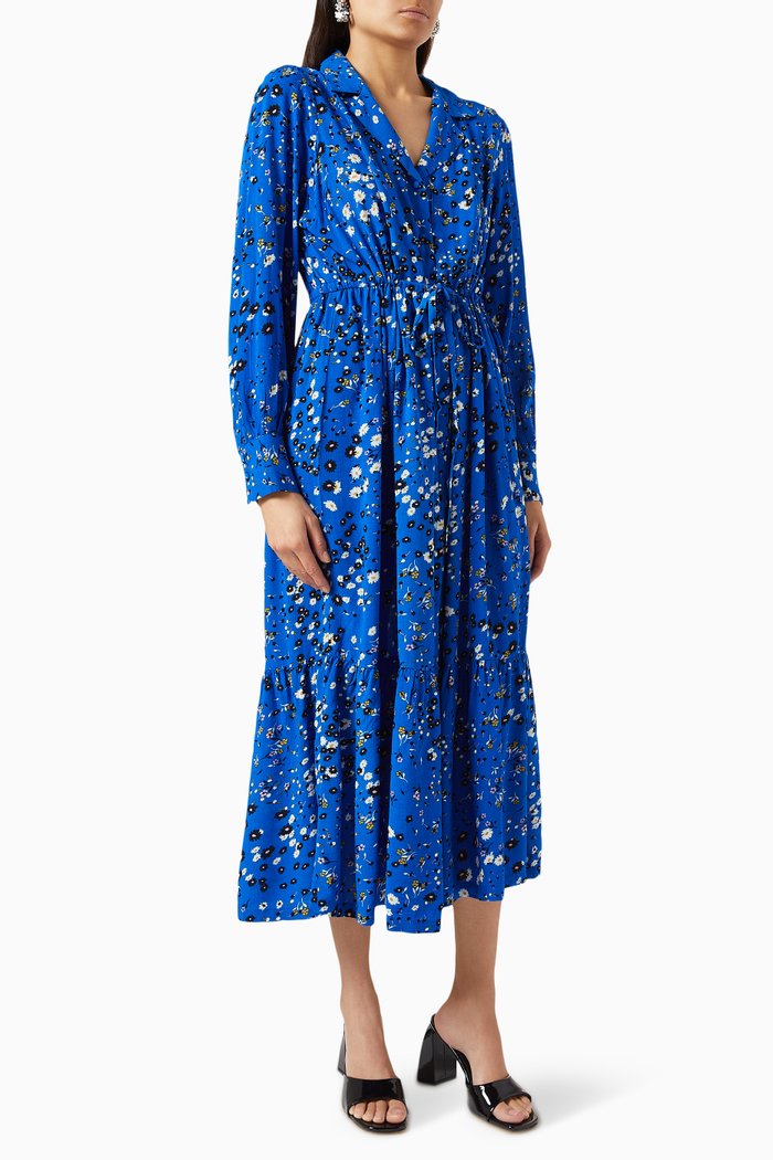 

Yasminny Midi Dress in Viscose, Blue