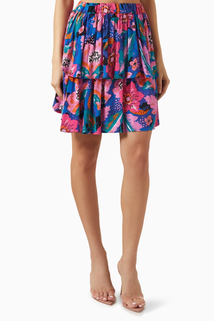 

Yasmilana Ruffle Mini Skirt in Viscose, Multicolour