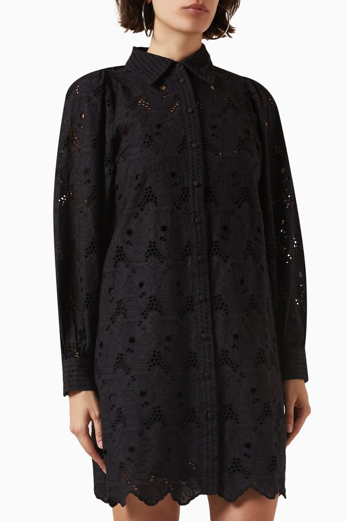 

Yasteala Shirt Dress in Lace, Black