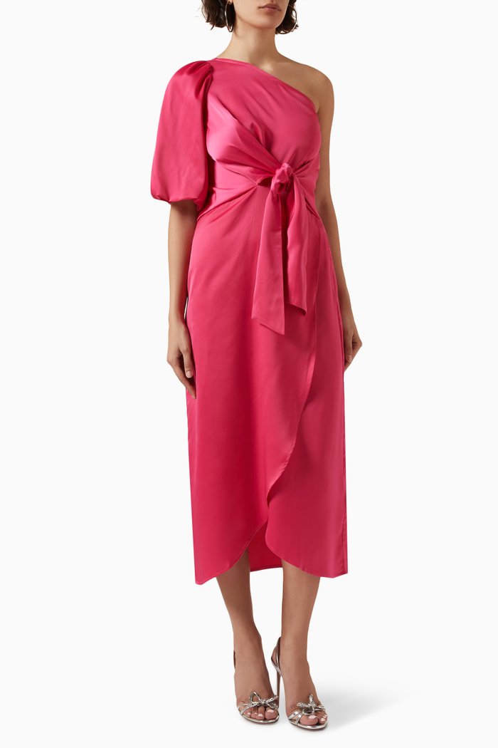 

Yasathena Midi Dress in Satin, Pink