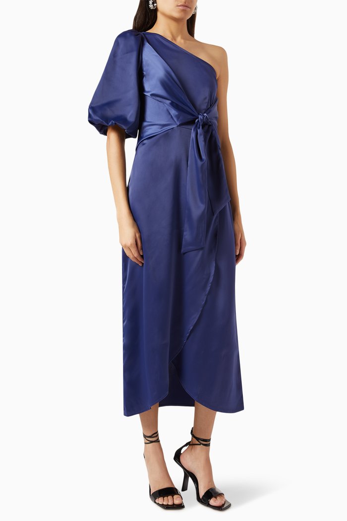 

Yasathena Midi Dress in Satin, Blue