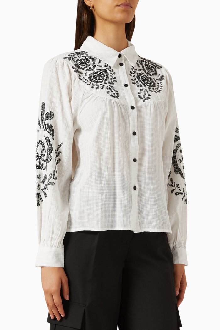 

Yasconba Embroidered Shirt In Cotton, Neutral