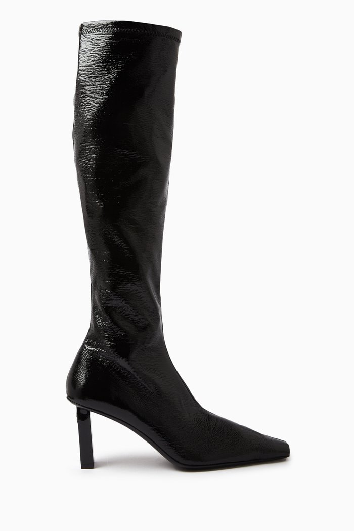 

Knee-high Boots in Stretch Vinyl, Black