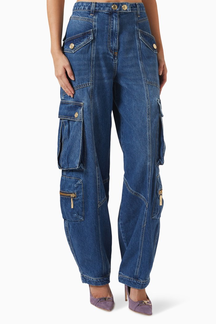 Low-rise Cargo Jeans, Blue