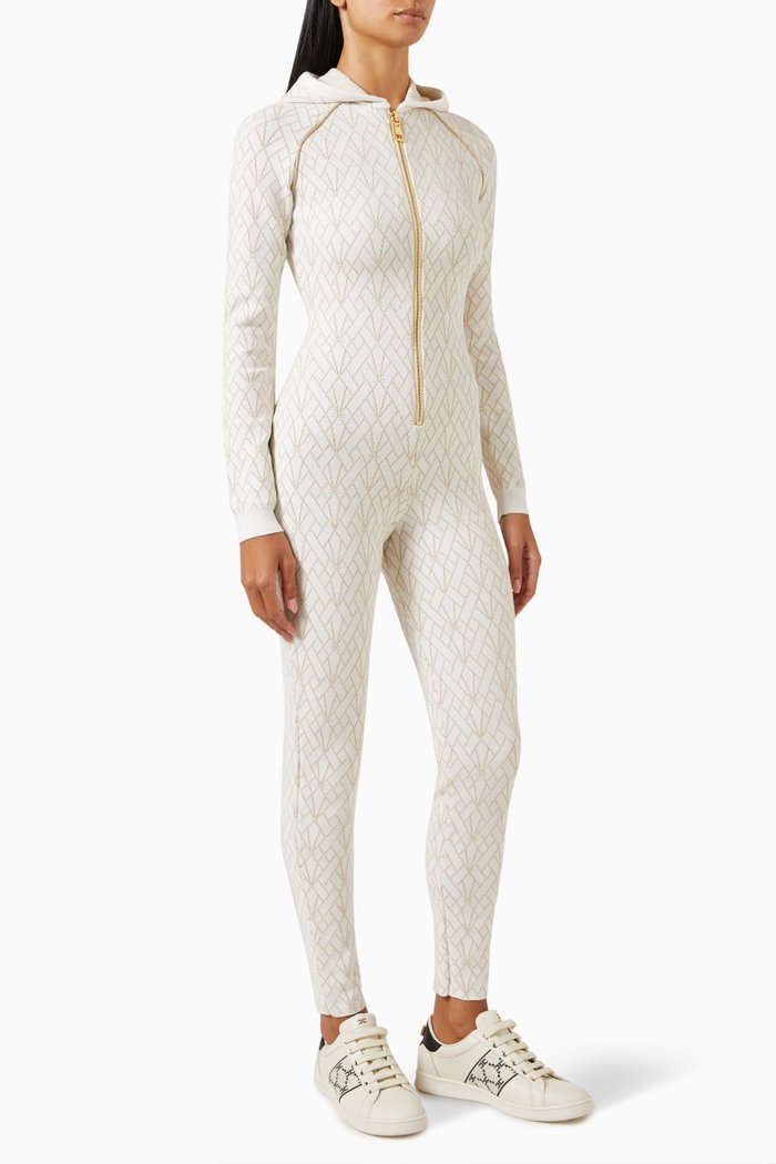 

Logo Skinny-fit Jumpsuit in Viscose-knit, Neutral