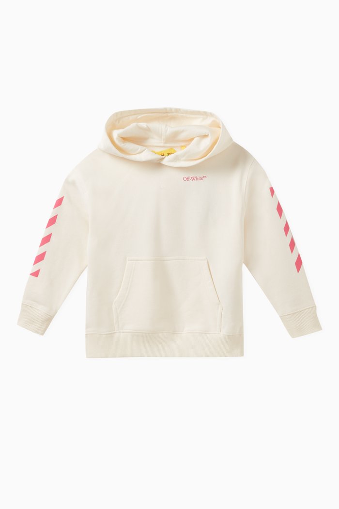 

Classic Arrow Tab Hoodie in Cotton, White