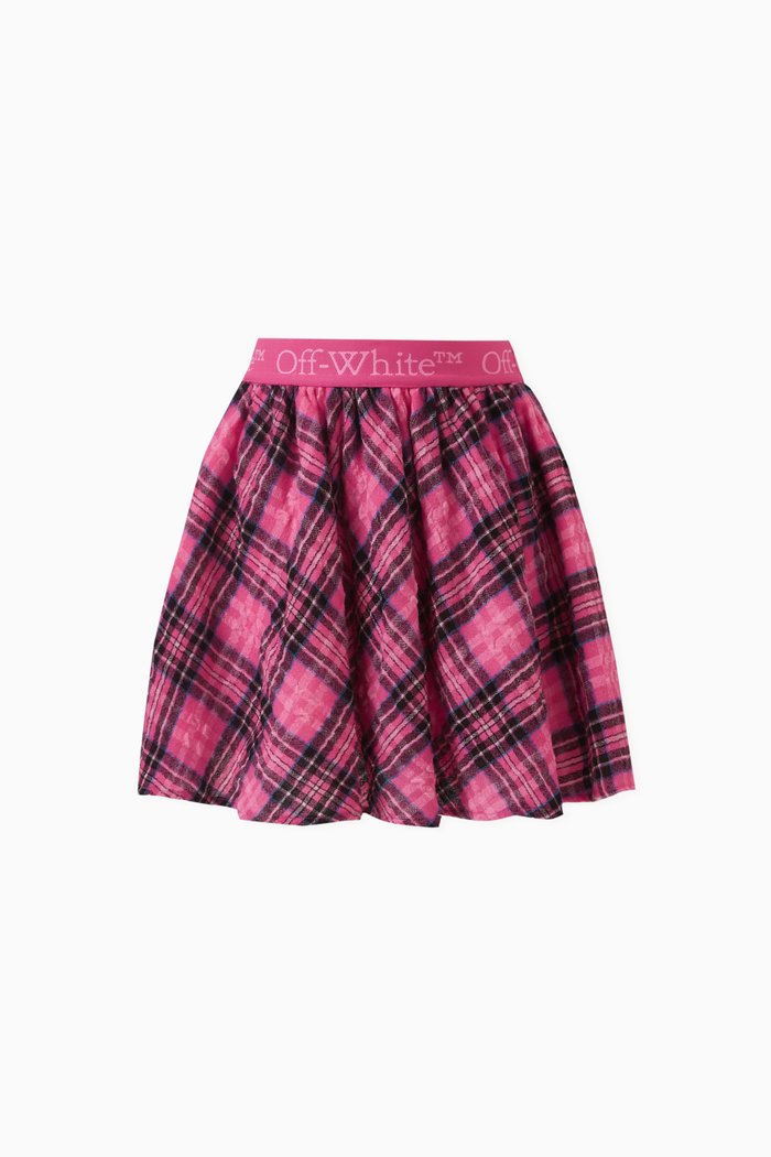 

Check-print Skirt in Cotton-blend, Pink