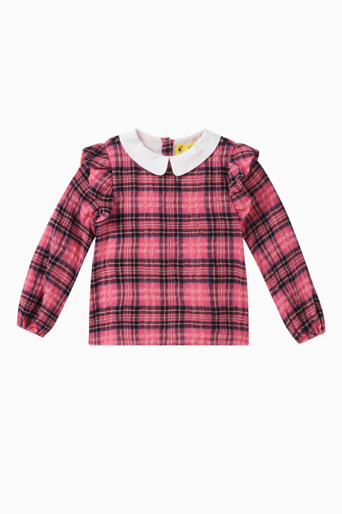 

Bookish Checked Top in Wool-blend, Pink