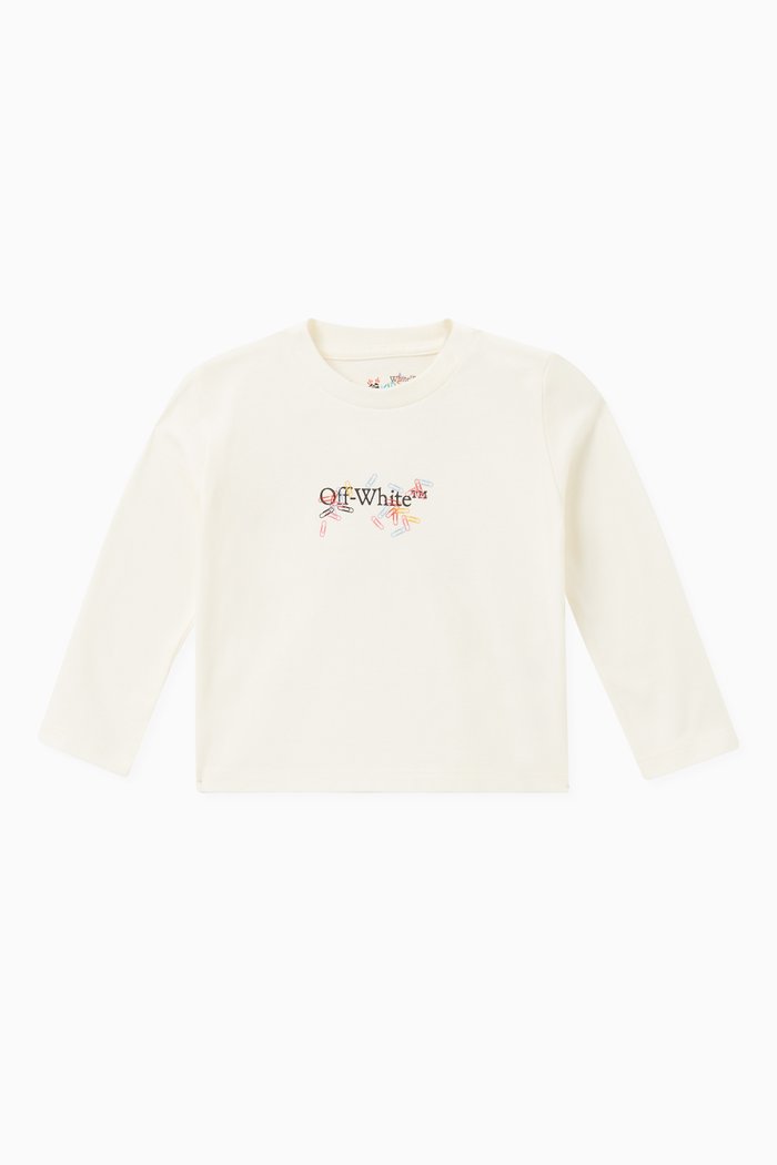

Paper Clips Arrow Logo T-shirt in Cotton, White