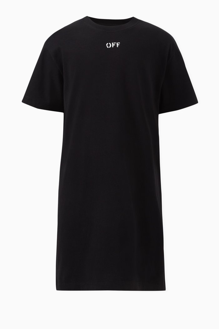 

Logo Stamp T-shirt Dress in Cotton Jersey, Black