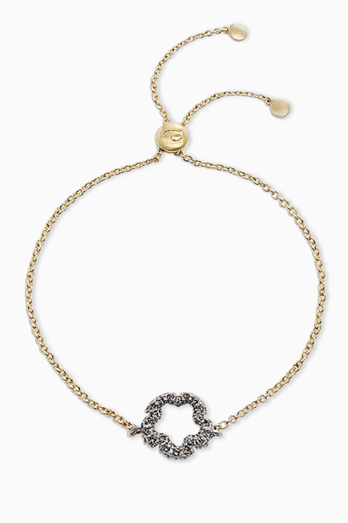 Tear Rose Pavé Slider Bracelet, Gold