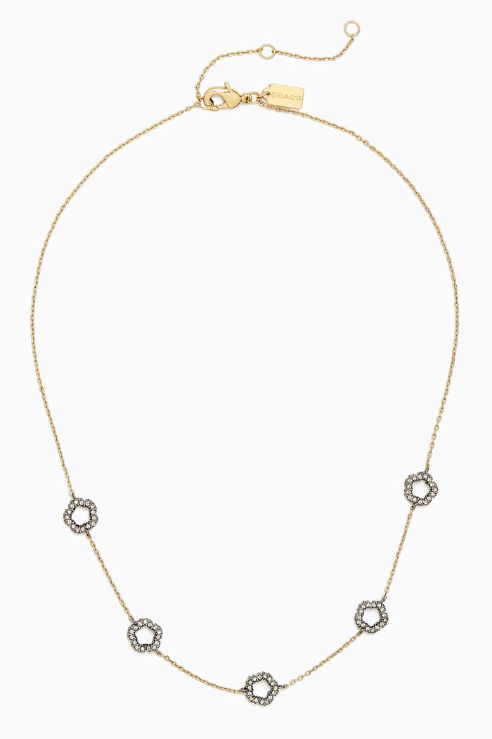 

Tear Rose Pavé Linear Necklace, Gold