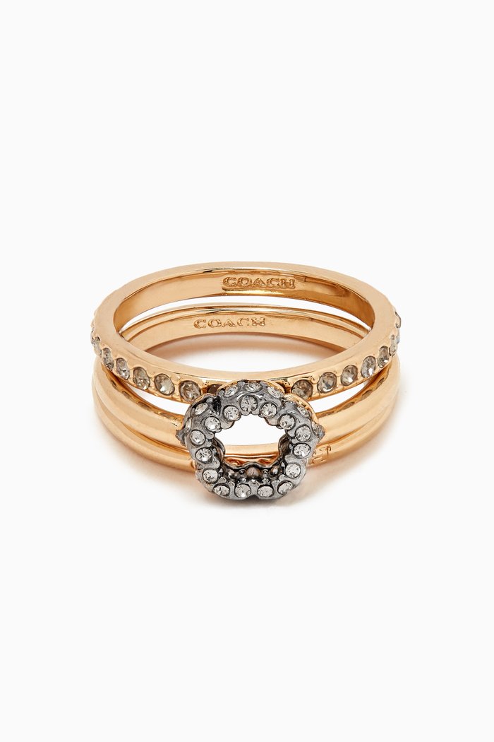 

Pavé Tea Rose Ring Set in Metal, Gold