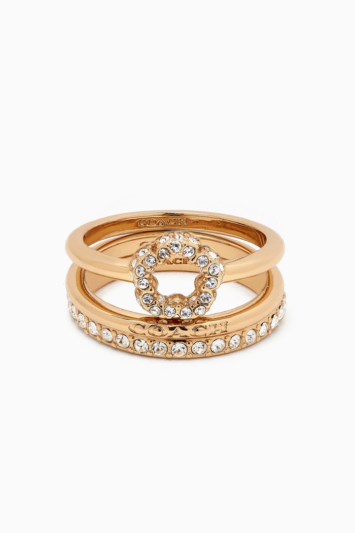 

Pavé Tea Rose Ring Set in Metal, Gold