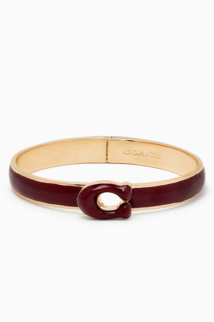 Tabby C Enamel Hinged Bangle, Red