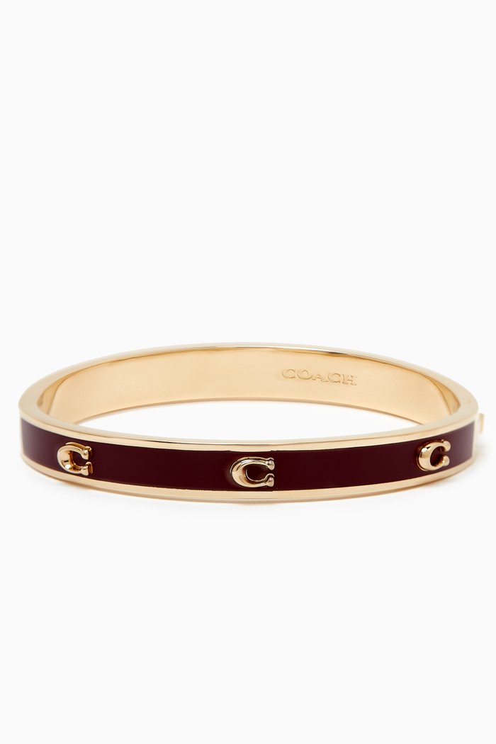 

Pegged C Enamel Hinged Bangle, Red