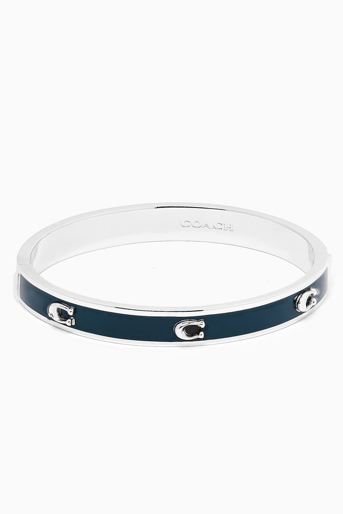 

Pegged C Enamel Hinged Bangle, Blue