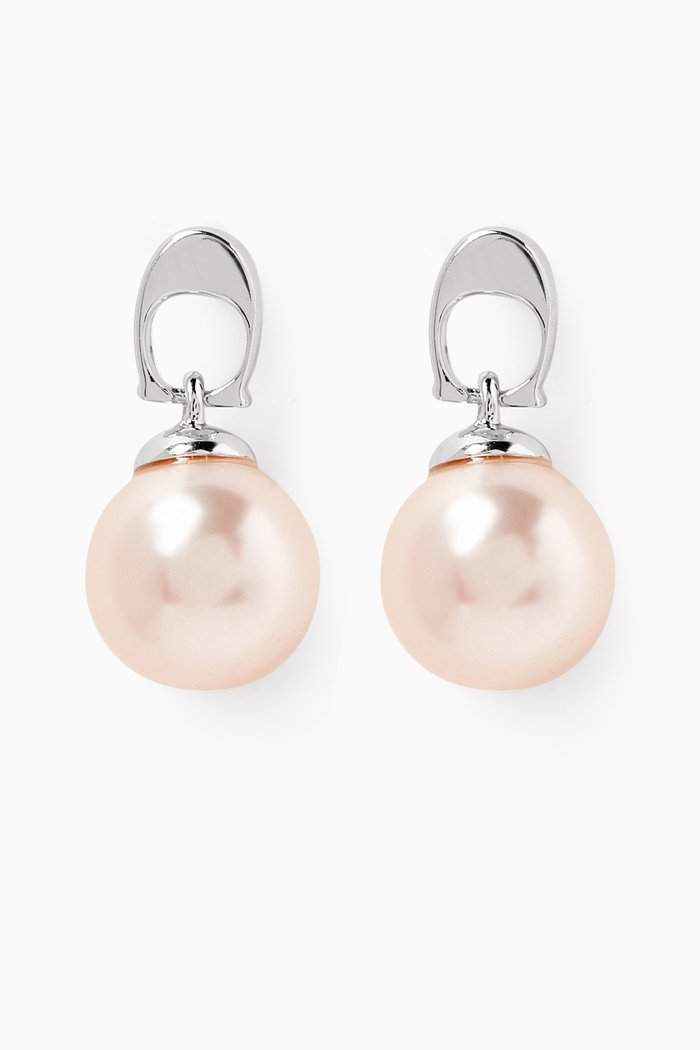 

Signature Pearl Mini Drop Earrings, Pink
