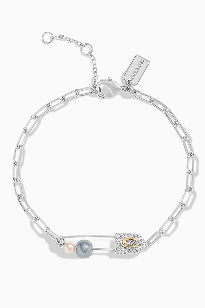 

Mixed Pearl Safety Pin Bracelet, Multicolour